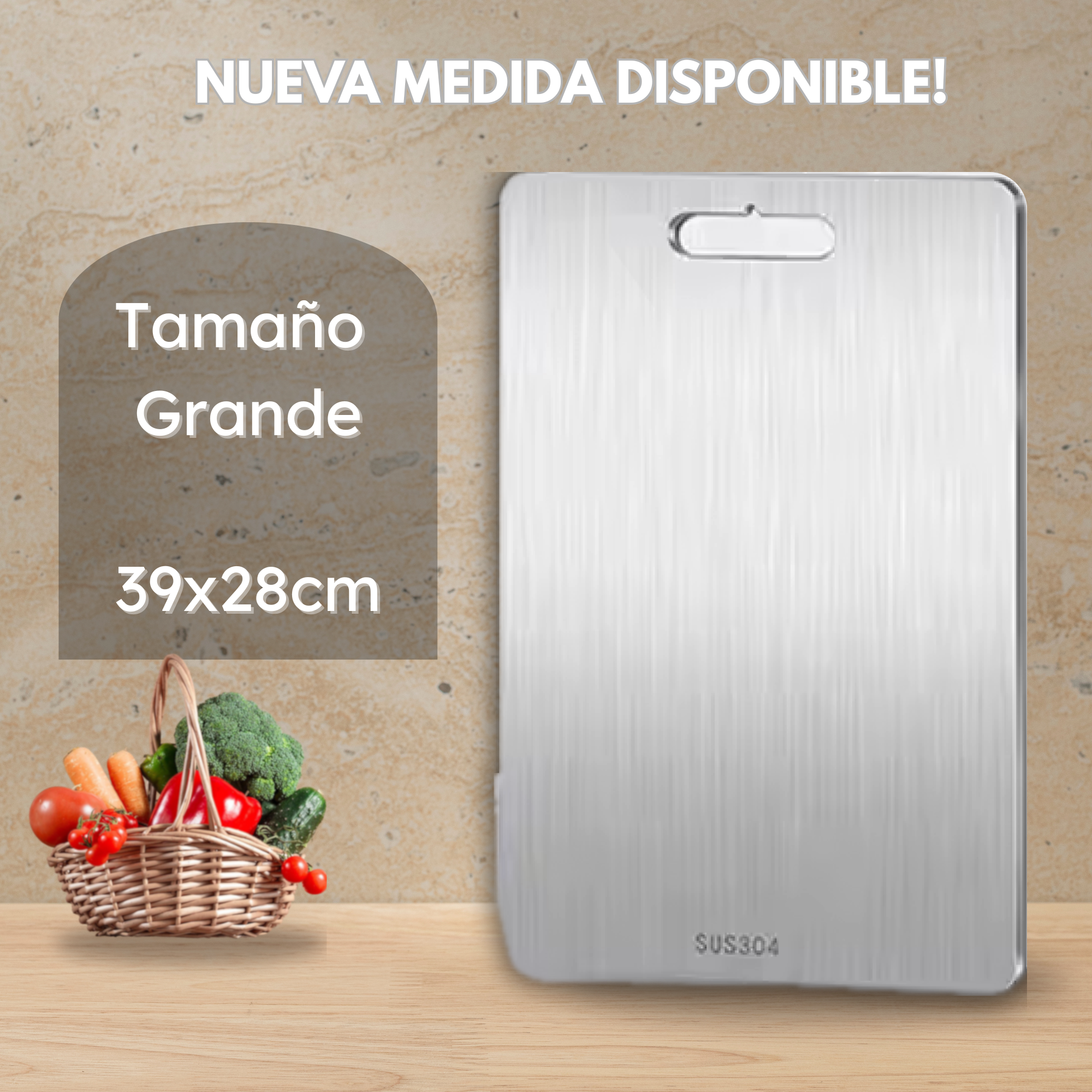 Inoxium™- Tabla de Acero Inoxidable Antibacterias + Mantel Tejido Gratis