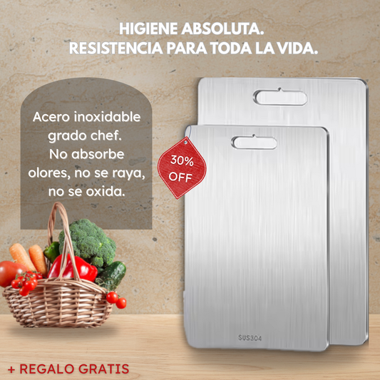 Inoxium™- Tabla de Acero Inoxidable Antibacterias + REGALO GRATIS