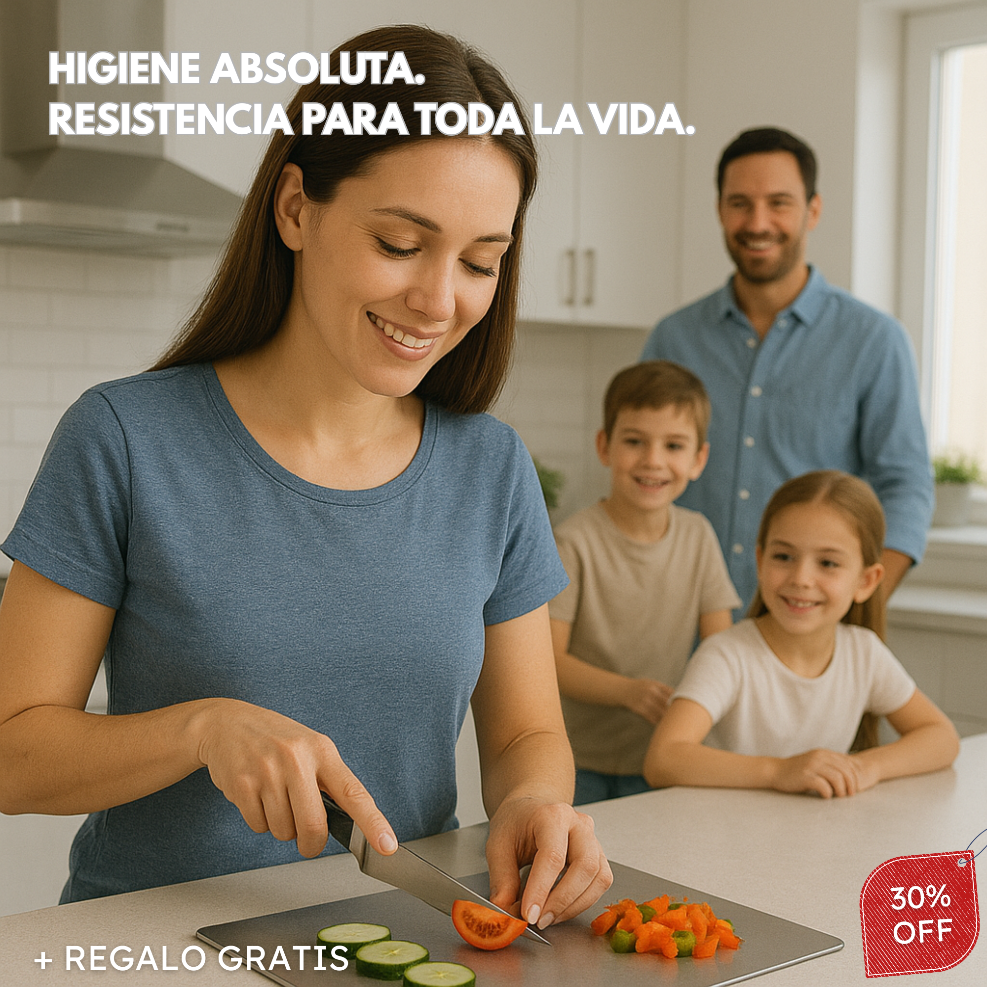 Inoxium™- Tabla de Acero Inoxidable Antibacterias + Mantel Tejido Gratis